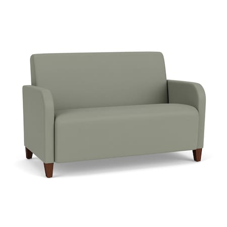 Lesro Siena Lounge Reception Loveseat, Walnut, OH Eucalyptus Upholstery SN1501